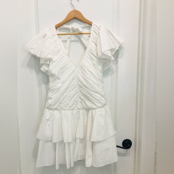 Love the label - Brand NWT White ruffled mini dress - Picture 2 of 9